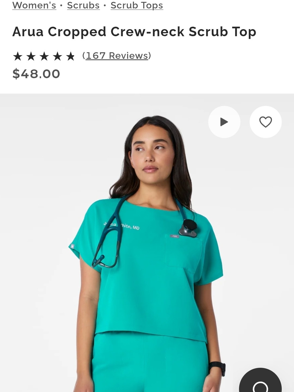 Figs Arua Cropped Crew-neck Scrub Top